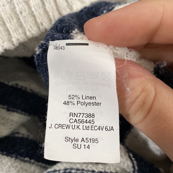 J Crew factory linen blend striped elbow length light sweater size S - Picture 10 of 12